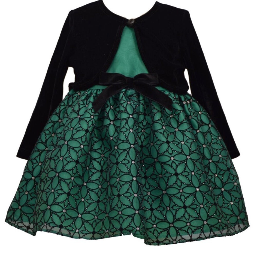 Bonnie Jean Sparkle Mesh Dress With Cardigan, 24 M